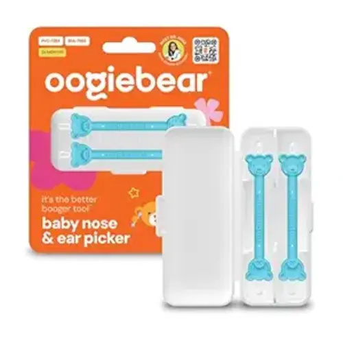 oogiebear: Baby Nose Cleaner & Ear Wax Removal Tool - Safe Booger & Earwax Removal for Newborns, Infants, Toddlers - Dual-Ended - Essential Baby Stuff, Diaper Bag Must-Have, 2 Pack Blue with CASE