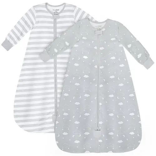 Mama Cheetah Baby Sleep Sack with Sleeves, 0.5 TOG Organic Cotton Wearable Blanket and Two-Way Zipper, Swaddle Transition Long Sleeve Sleeping Bag for Newborn Infant Toddler, 0-6 Months