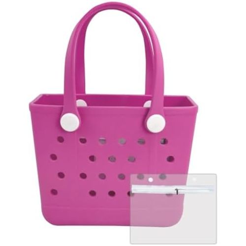 Small Rubber Beach Bags for Kids, Waterproof Sandproof Rubber Tote Bags Pool Bag for Travel, Boat, Sport