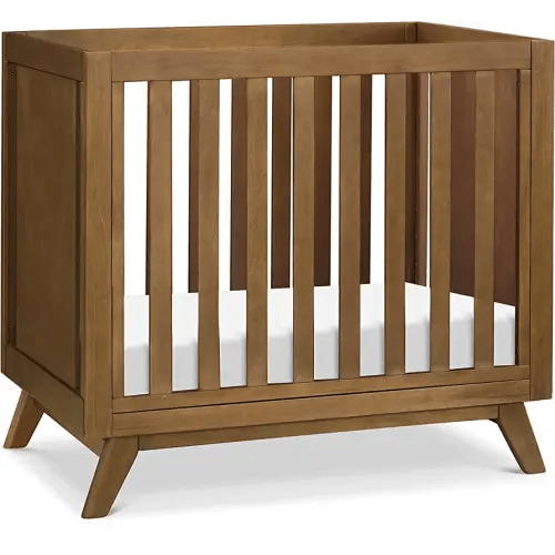DaVinci Otto 3-in-1 Convertible Mini Crib with 4" Mattress in Walnut, Greenguard Gold Certified