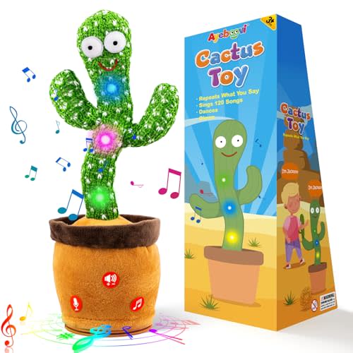 Ayeboovi Dancing Talking Cactus Baby Toy, Mimicking Recording Cactus Toy Repeats What You Say, Singing 120 Songs Toddler Toys Gifts for Birthday Autism Toys Easter Basket Stuffers for Kids