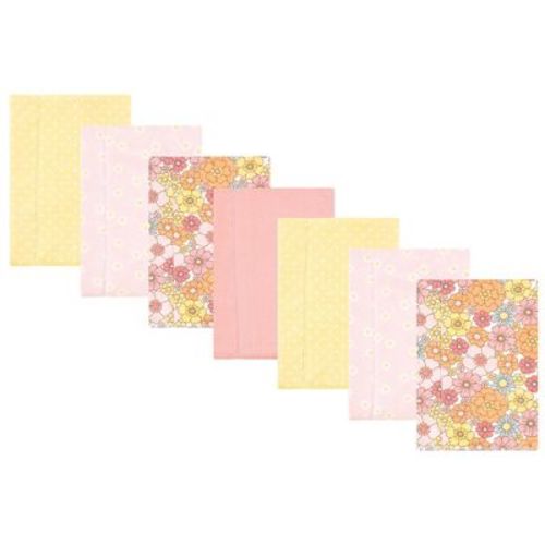 Hudson Baby Infant Girl Cotton Flannel Burp Cloths, Peace Love Flowers 7 Pack, One Size