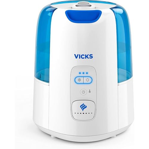 Vicks Dual Comfort Cool + Warm Mist Humidifier for Bedrooms With Fusion Technology, Compatible with Vicks VapoPads and Vicks VapoSteam, White