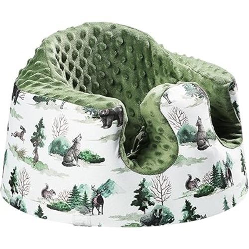 Seat Cover Compatible with Bumbo Seat and Nuby Seat, Floor Seat Cover for Boys and Girls, Removable Breathable Baby Seat Cover, New Designed, Anti-Slip, Cover Only, Green Forest