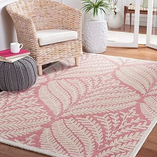 SAFAVIEH Capri Collection Area Rug - 6' x 9', Pink & Ivory, Handmade Wool, Ideal for High Traffic Areas in Living Room, Bedroom (CPR208R)