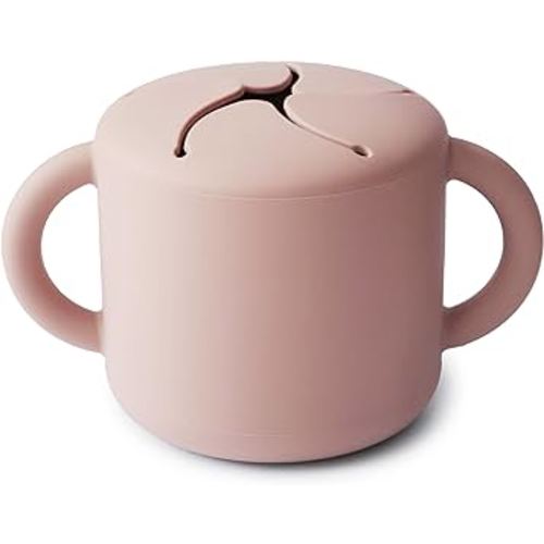 mushie Silicone Snack Cup | Spill Proof Food Container for Toddler and Baby (Blush)