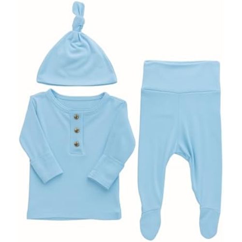Coming Home Outfit and Hat Set for newborn boy and newborn girl, soft and stretchy gender neutral baby clothes, layette
