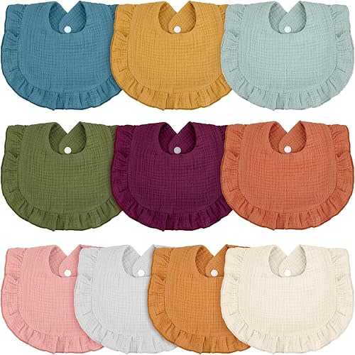 10 Pcs Baby Muslin Bibs Drool Bandana Soft Baby Cotton Bibs for Newborn Baby Girl Boy Toddlers Infants Teething