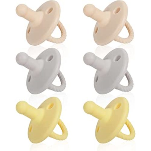 Sweet Child Pacifiers 0-18 Months, Set of 6 Ultra-Light Silicone Binkies with Collapsible Handle & 3 Air Holes for Added Safety, Best Newborn Pacifiers for Baby Boys Or Girls