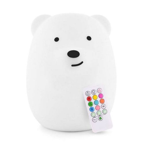 LumiPets LED Kids' Night Light Lamp with Remote - Bear: Silicone, Touch Activated, Dimmable, Battery-Powered