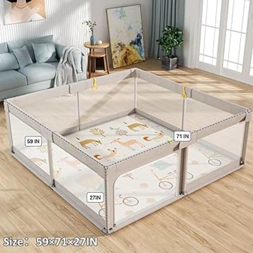 Amazon.com : Mloong Baby Playpen with Mat, 59x59 Inches Extra Large Playpen for Babies and Toddlers, Indoor & Outdoor Activity Center, Safety Baby Fence with Gate : Baby