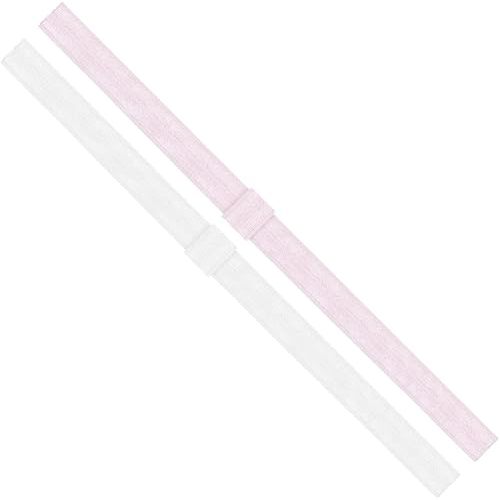 Wee Ones Baby Girls' Two Add-A-Bow Baby Elastic Head Bands - White and Light Pink (0-6 Months)