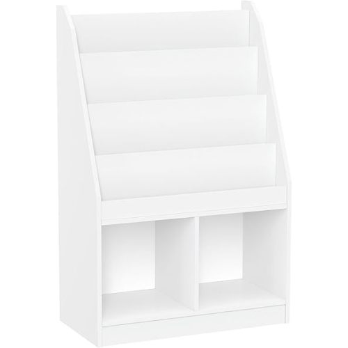 RiverRidge Kids Bookshelf & Toy Storage Organizer with 4 Book Racks, 2 Cubbies - Versatile Toy Organizer for Bedroom or Playroom Book Nook Toy Tidy