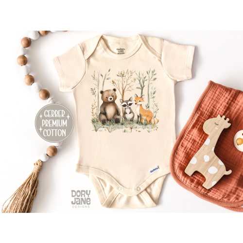 Woodland Animals Baby ONESIES® Brand Bodysuit Forest Animals Bodysuit Woodland Themed Baby Outfit Woodland Animals Baby Shower Gift