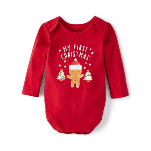 Baby First Christmas Graphic Bodysuit - Red