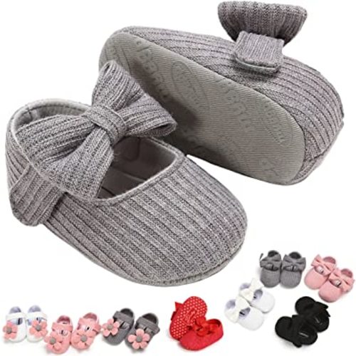 Baby Girls Mary Jane Flats with Bowknot Floral Princess Wedding Dress Shoes Soft Newborn Infant Crib First Walkers Prewalker