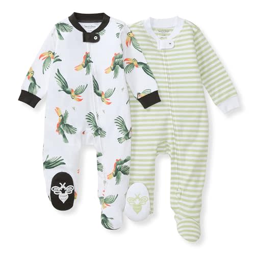 Burt's Bees Baby Boys' Organic Cotton Loose Fit Sleep and Play One-Piece Zip Front Footed Pajamas