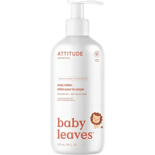 ATTITUDE Body Lotion for Baby, EWG Verified, Dermatologically Tested, Plant and Mineral-Based, Vegan, Pear Nectar, 16 Fl Oz