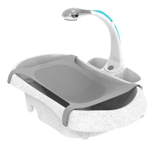 The First Years Rain Shower Baby Spa Newborn to Toddler Tub with Soothing Spray Showerhead: Drain Plug, Newborn Sling