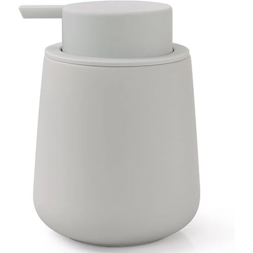 Bosilunlife Soap Dispenser Bathroom - Light Grey Ceramic Soap Dispenser Lotion Pump Dish Soap Dispenser for Kitchen 12oz Refillable Liquid Hand Wash Dispenser for Bathroom (Rubber Paint)