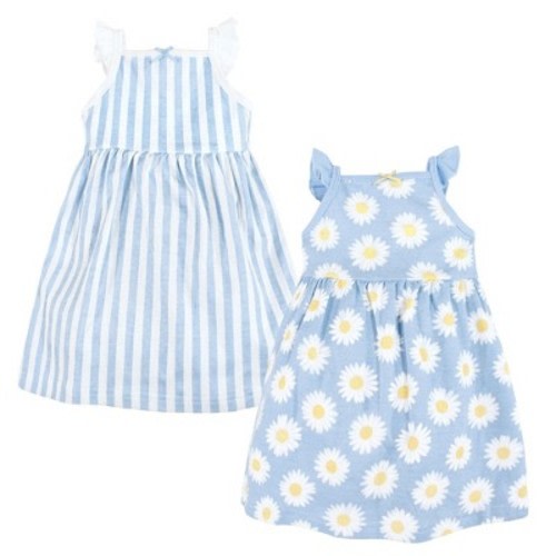 Hudson Baby Infant Girl Cotton Dresses, Blue Daisy, Size: 3-6 months