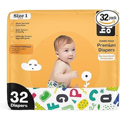 Hello Bello Premium Baby Diapers Size 1 I 32 Count of Disposable, Extra-Absorbent, Hypoallergenic Baby Diapers with Snug and Comfort Fit I Alphabet Soup
