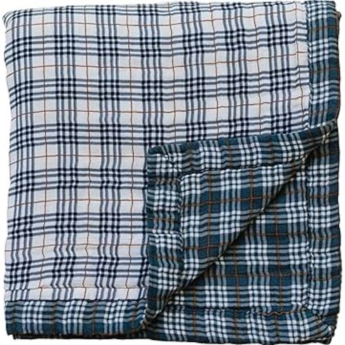 Mebie Baby Vintage Plaid and Navy Plaid Muslin Cotton Quilt, Soft Swaddle Blankets for Girls and Boys, Newborns to Toddler, 47"x47"