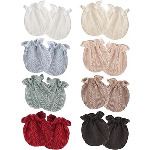 8 Pairs Baby Mittens Newborn No Scratch Cotton Gloves Baby Hand Mittens for Newborn Baby Boy Girl Infant 0-6 Months