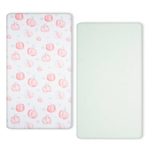 TILLYOU Baby Crib Sheets for Boys Girls, Super Soft Toddler Bed Sheets, 2 Pack Sheets for Standard Crib Mattress 28x52in, Peach dot