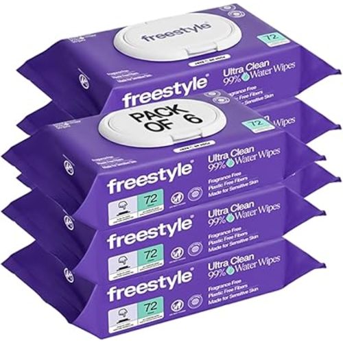 Freestyle Soft Jumbo Baby Wipes, Hypoallergenic and Unscented, Water-Based Wet Wipes for Babies, Finely Suited for Sensitive Skin, Thick & Oversized, Pack of 6, 72 Wipes Per Pack