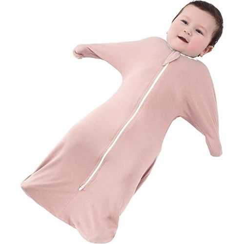 PuppyPaws Baby Sleep Sack, Transition Swaddle, Sleep Sack 0-3 Months, Wearable Blanket Baby with 2-Way Zipper, Swaddles for Newborns Summer, 95% Rayon derived from Bamboo, 5% Spandex