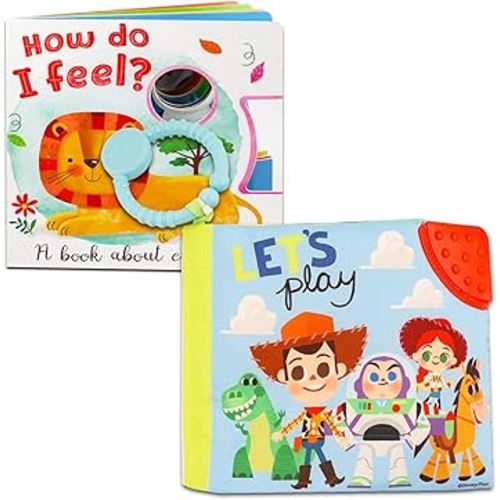 Disney Toy Story Teething Books for Babies Set - Bundle with Soft Books for Babies Featuring Disney Woody and Buzz Lightyear Plus Board Book | Teether Book Disney