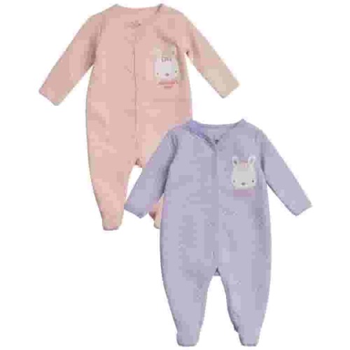 Duck Duck Goose Newborn Baby Girl's Coveralls - 2 Pack Sleep N Play Quilted Baby Onesies (0-9M)