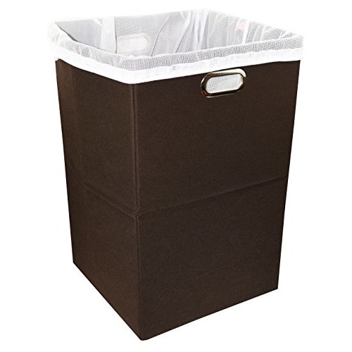 Foldable Large Laundry Hamper With Laundry Bag - Premium Durable Non-Woven Fabric, Plastic Board, Extra-Large Size, Space-Saving & Compact Clothes Basket With Metal Handles (Brown)