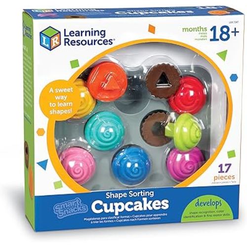 Learning Resources Smart Snacks Shape Sorting Cupcakes,17 Pieces, Ages 18 Months+, Fine Motor, Color & Shape Recognition