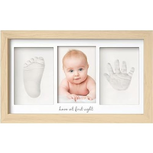 Baby Hand and Footprint Kit - Baby Footprint Kit, Newborn Keepsake Frame, Baby Handprint Kit, Personalized Baby Gifts, Nursery Decor, Baby Shower Gifts for Girls Boys(Ash Wood)