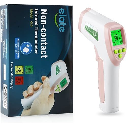Elate Forehead Thermometer | FSA HSA Approved | Baby Thermometer for Adults, Kids, Infants | No-Touch Digital Infrared with Fever Alarm | Home Medical Grade for Nurse Accessories | Newborn Essentials