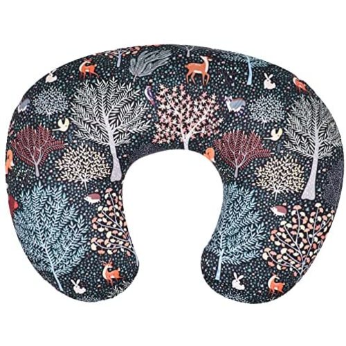 Baby Nursing Pillow Cover, Woodland Breastfeeding Pillow Slipcover Girls, Nursing Pillow Case for Newborn, Soft Fabric Fits Snug On Infant, Washable & Breathable, Animals Deer Rabbit