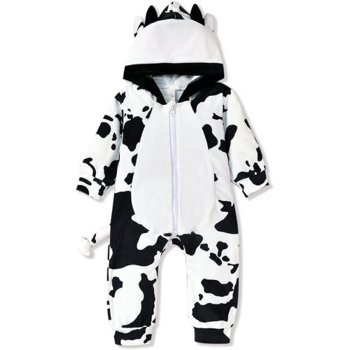 Aalizzwell Baby Animal Romper, Infant Boys Girls Hooded Romper Fall Winter Clothes Outfit