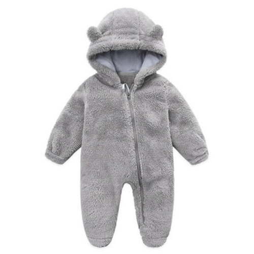Kovlvoll Infant Baby Fuzzy Fleece Rompers Fall Winter Clothes Long Sleeve Hooded Bodysuit Unisex Onesie