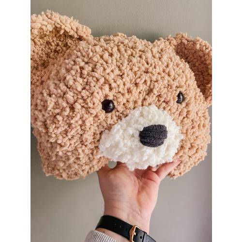 Crochet Bear, Bear Pillow, Bear Head Pillow, Pillow, Nursery Gift, Crochet Bear Pillow, Baby Gift, Kid Decor, Amigurumi, Crochet, Bear, Gift