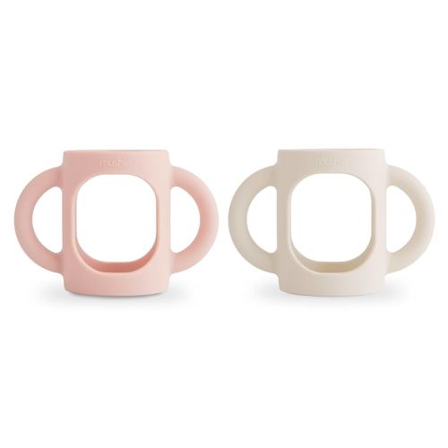 mushie Silicone Baby Bottle Handles 2-Pack | Narrow Bottle Compatible for 3 Months+ (Blush/Shifting Sand)