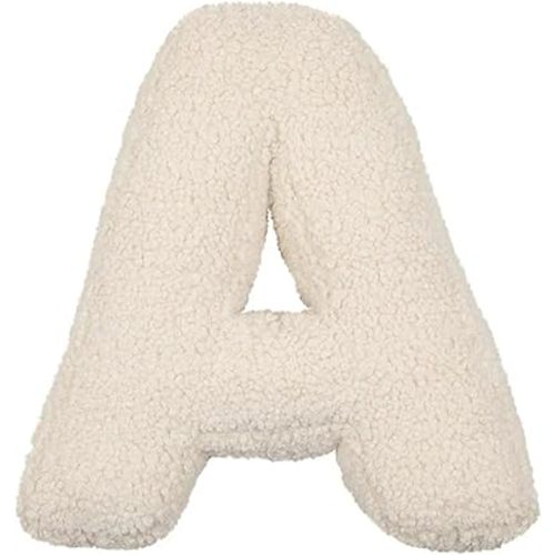 Letter Plush Pillows, 16"×14" Letter Hugging Throw Pillow, Decorative Throw Pillows for Bed Couch, Letter Pillows English Alphabet A to Z for Sofa Bedroom Living Room Decoration (White-A)