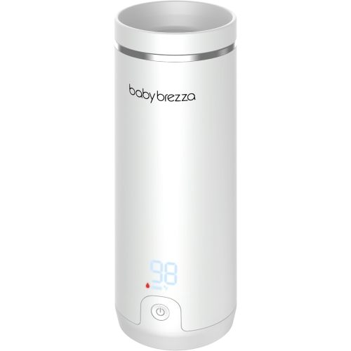 Baby Brezza Superfast Portable Baby Bottle Warmer – 50% Faster - Travel Breastmilk Warmer and Formula Warmer - Safe, Even Heating - Up to 9oz - No Adapters, White