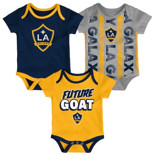 Newborn LA Galaxy Navy/Heather Gray/Gold Loyal Buddies 3-Pack Bodysuit Set