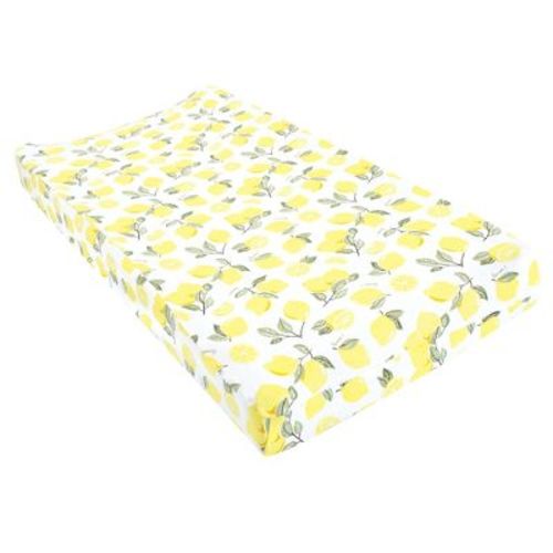 Hudson Baby Infant Girl Changing Pad Cover, Lemon, One Size