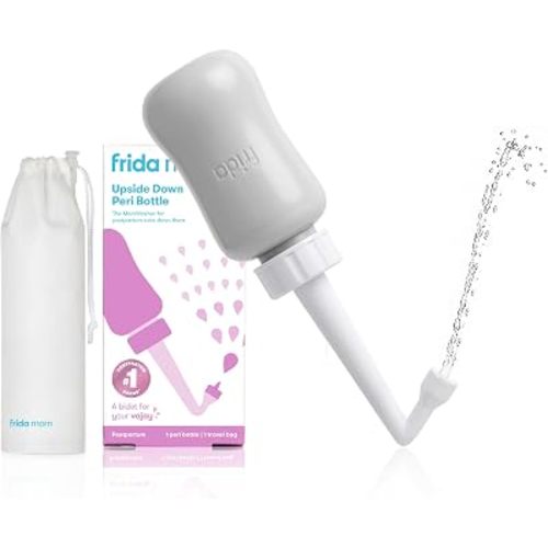 Frida Upside Down Peri Bottle Sprayer for Postpartum Care w/ Bag, Gray