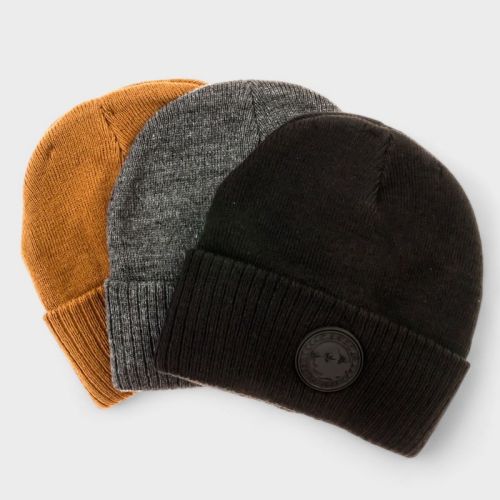 Canada Weather Gear Boys 3-pack Beanie - Winter Knit Hat Set (black, Gray, Brown) - Warm, Stylish & Comfortable Kids Beanies For Cold Weather