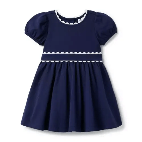 Girl Merchant Marine Scalloped Trim Ponte Dress by Janie and Jack