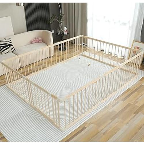 Baby Playpen Play Fence Gate Play Pen Wood Large,Playpens for Babies and Toddlers Kids Indoor,Baby Play Yards Gym